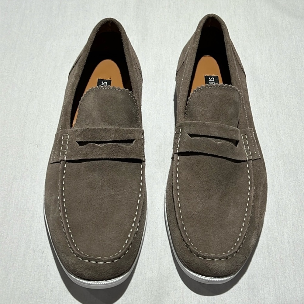 Steve Madden Mens Ramsee Suede Penny Loafers Taupe Size 12